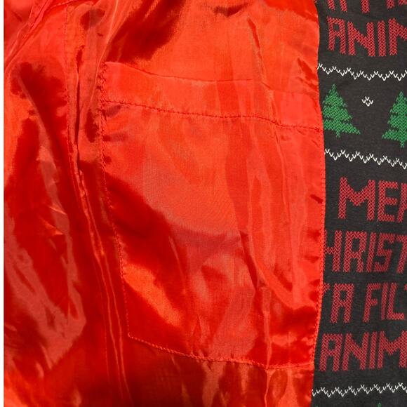 Holiday Time Mens Black Red Green Merry Christmas Ya Filthy Animal Blazar w/ Tie - Picture 10 of 13
